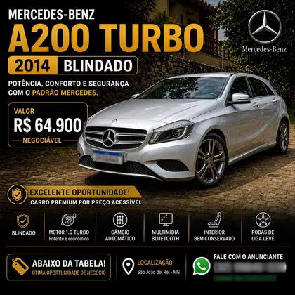 MERCEDES-BENZ CLASSE A 1.6 200 TURBO STYLE GASOLINA 4P AUTOMATIZADO